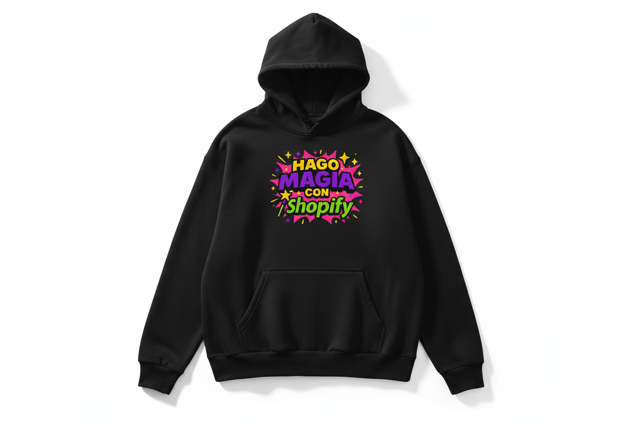 Sudadera Negra Hago magia con Shopify