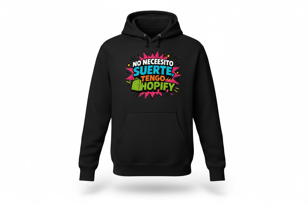 Sudadera Negra No necesito suerte tengo Shopify