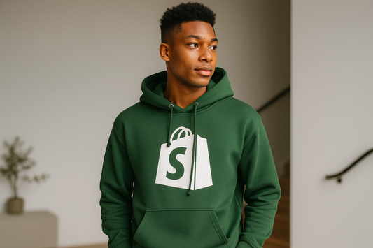 Persona usando hoodie YOSOYSHOPIFY Edición Especial verde