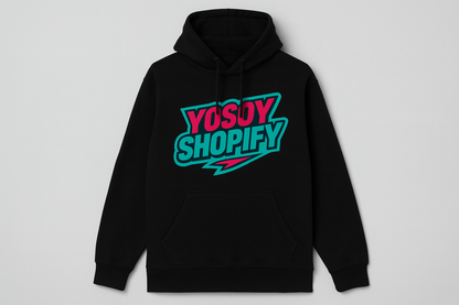 Black hoodie with YOSOY SHOPIFY logo