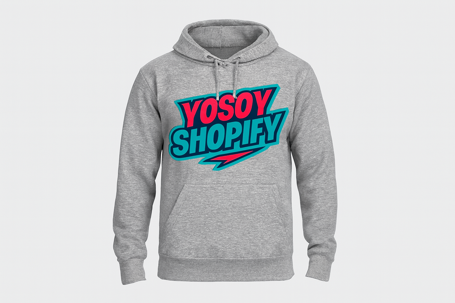 Heather gray hoodie with YOSOY SHOPIFY logo