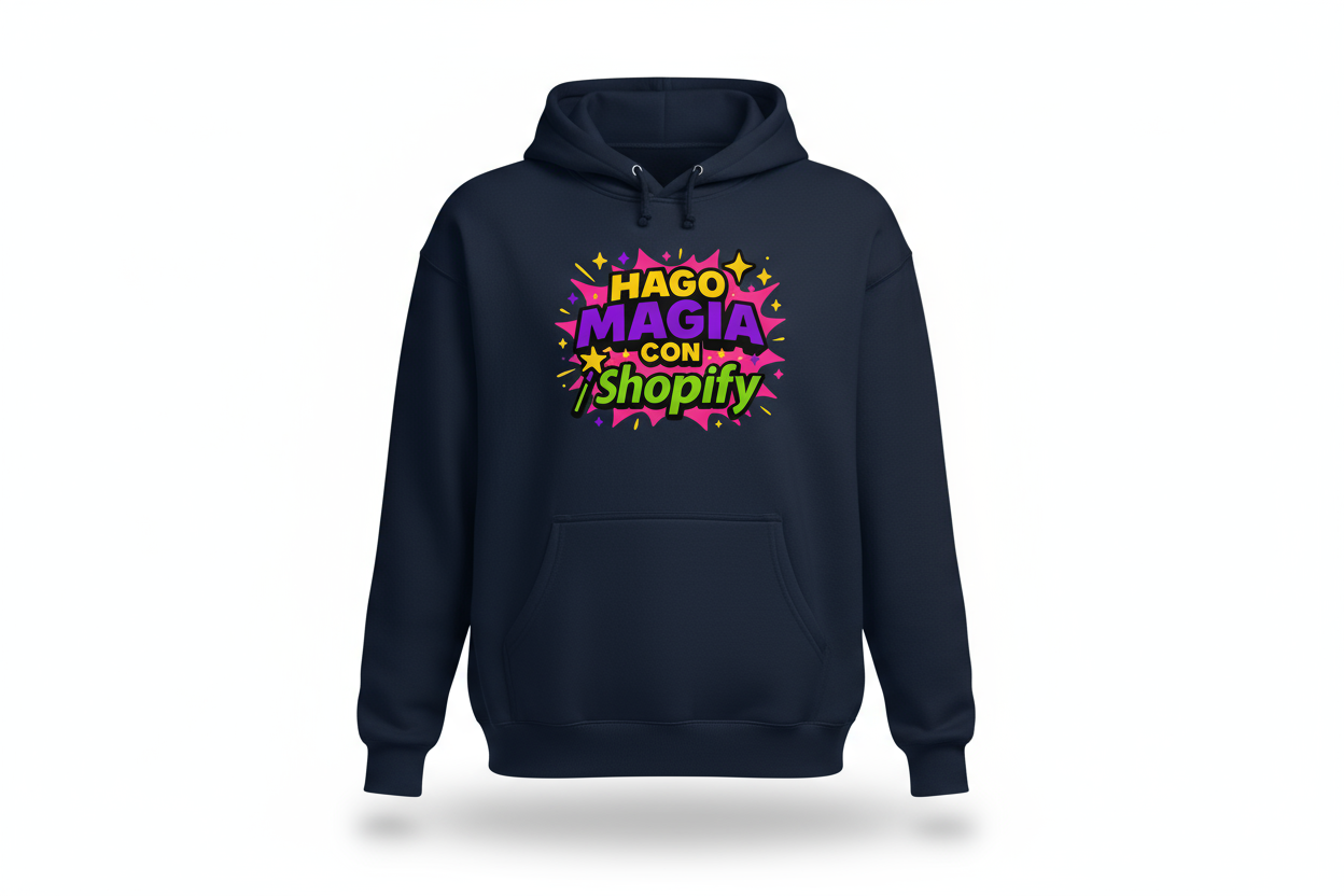 Sudadera Azul Marino Hago magia con Shopify