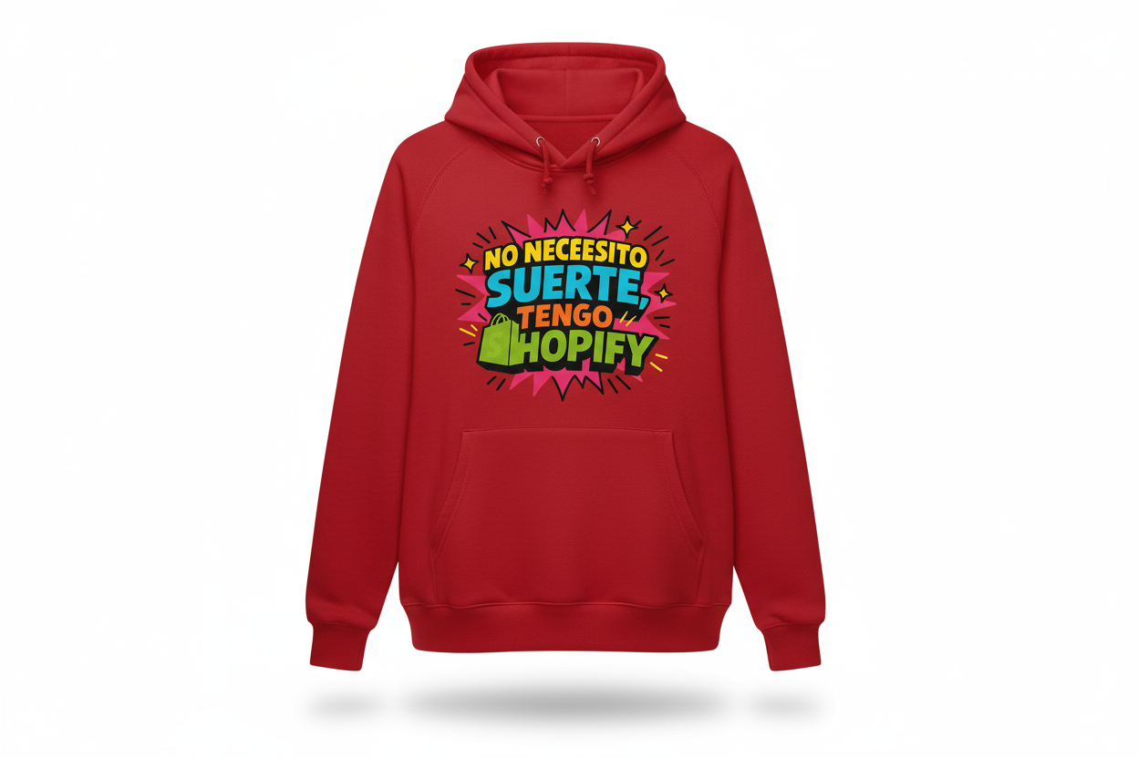 Sudadera Roja No necesito suerte tengo Shopify