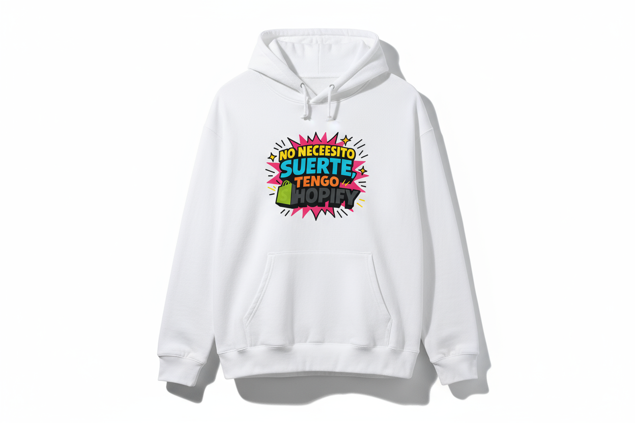 Sudadera Blanca No necesito suerte tengo Shopify